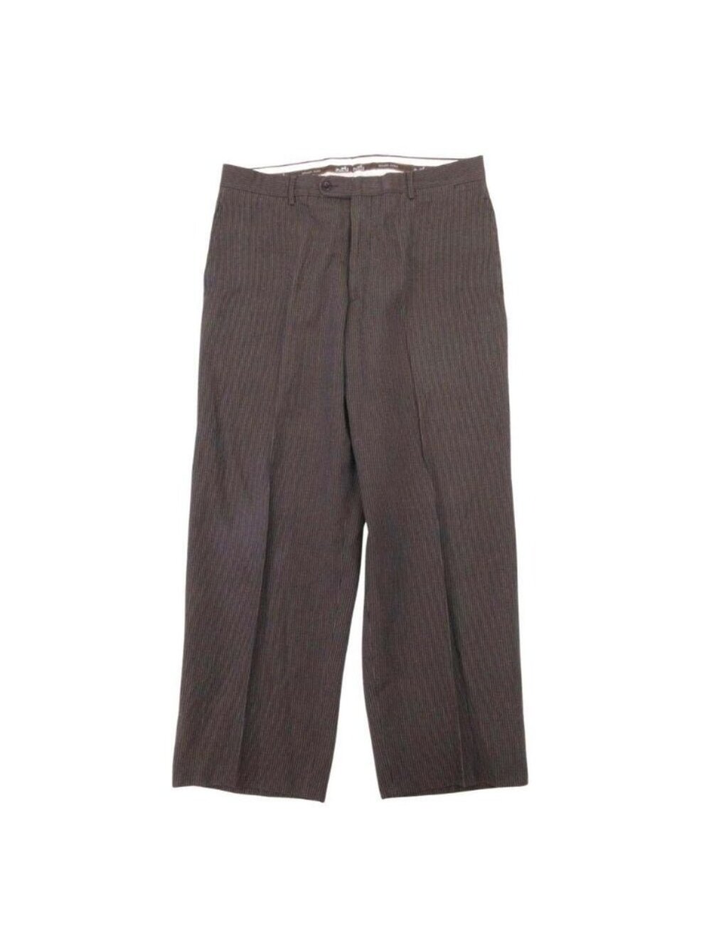 Hermes Cotton Linen Striped Trousers Pleated Pants 54 Brown Black